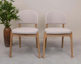 Solid Oak Dining Chairs - Astrid Upholstered Seat - Set of 2 or 4