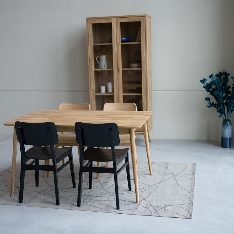 Scandinavian Dining Table, Solid Oak Extendable Table, Wooden Table, Table Extensible en Chêne Massif, ausziehbarer Tisch