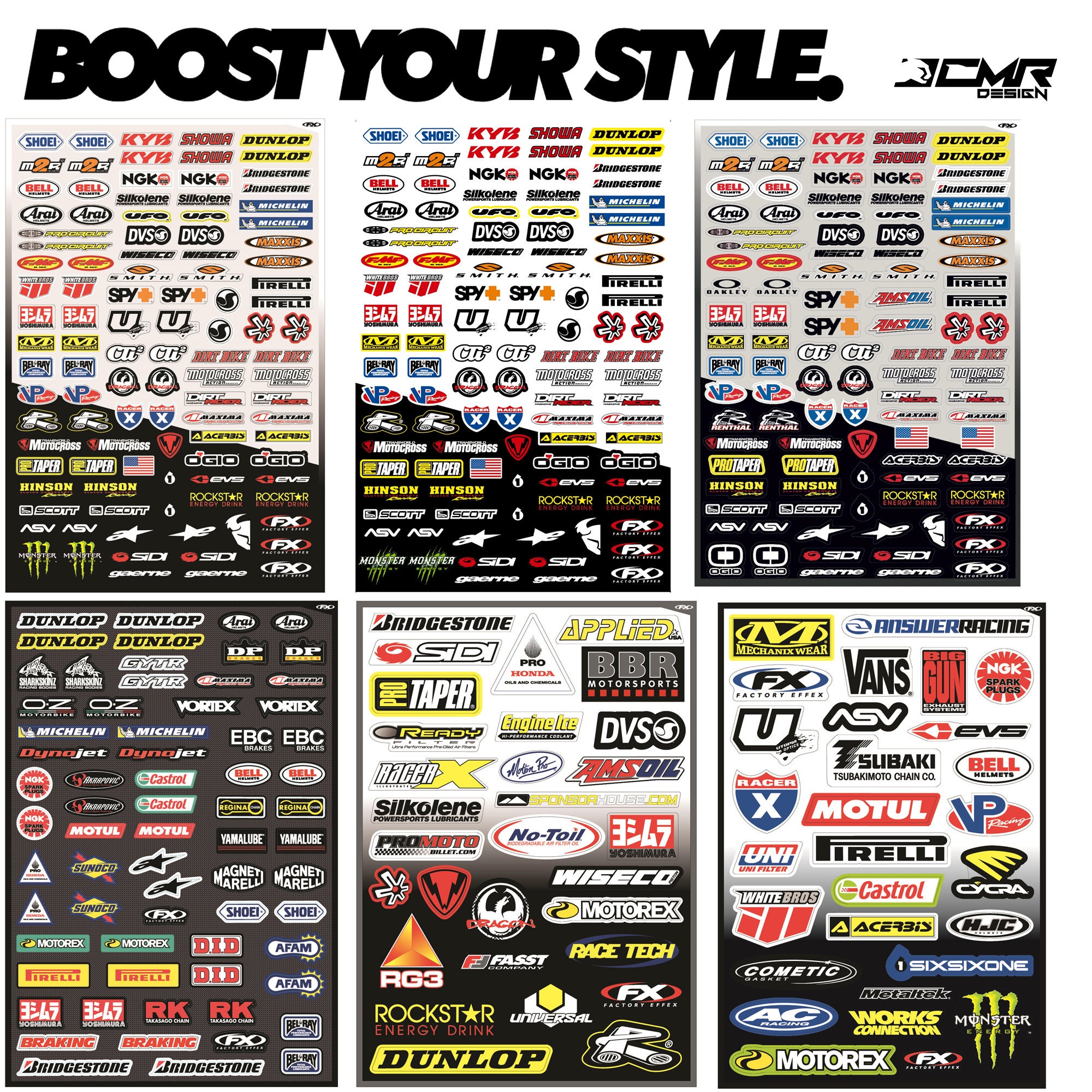 Red Bull Helmet Replica Sponsor Kit Sticker Set for AGV, Shoei 