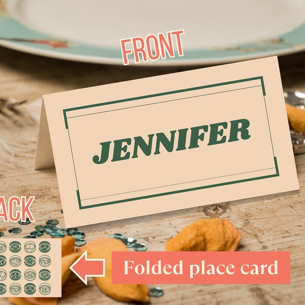 Dim Sum Theme Fold-able Name Placement Card | Foodie Place Card  | Modern Asian Food Party | Editable Template