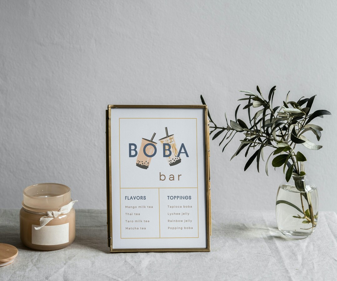 Modern Bubble Tea Wedding Sign | Boba Tea Sign | Milk Tea and Toppings ...