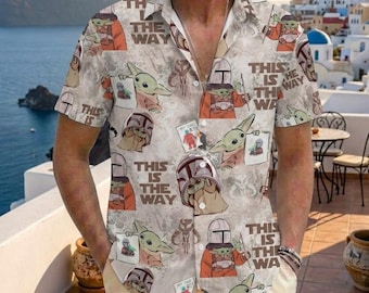 The Mandalorian Grogu Button Shirt, Grogu This Is The Way Aloha Shirt, Mandalorian Star Wars Top, Summer Beach Shirt, Mandalorian Gift