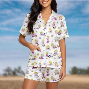 Lizzie McGuire Satin Pajamas, Retro 2000s Y2K Sleepwear, Lizzie Cartoon Pjs Set, Nostalgia Loungewear, Disney Channel Pajamas Set Gift