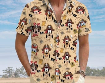 Adventurous Pirate Mickey and Friends Hawaiian Shirt, Donald Daisy Goofy Sea Adventure Button Shirt, Disney Cruise Line Pirate Night Shirt