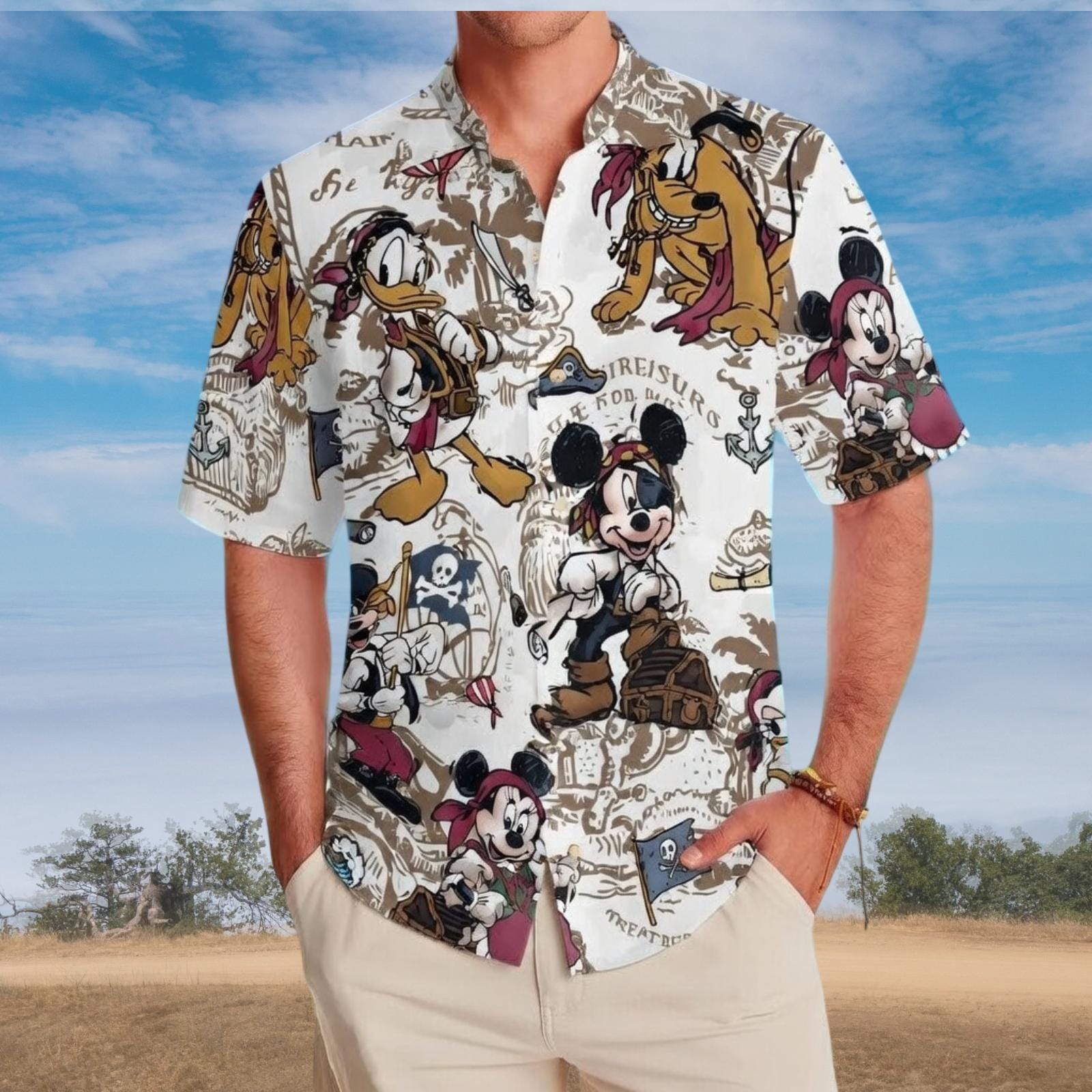 Discover Vintage Disney Pirate Night Cruise Hawaiian Shirt, Retro Pirate Mickey Summer Shirt