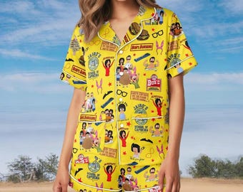Bobs Burgers Satin Pajamas Set, Bob Belcher Pajamas, Tina Belcher Shirt, Belcher Family Pants Pajamas, Bobby Hill Movie Pajamas