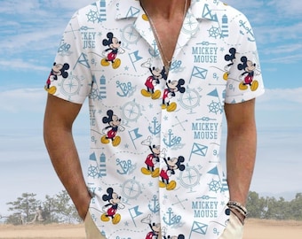 Disney Mickey Mouse Cruise Hawaii Shirt, Mickey Mouse Minnie Button Shirt, Mickey Cruise Hawaii Shirt, Cartoon Summer Beach Shirt