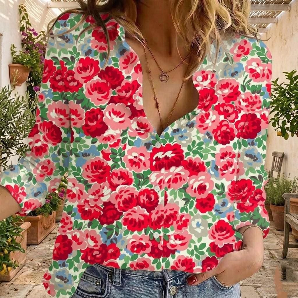 ヴィンテージ　薔薇　ブラウス 薔薇刺繍ハイネックブラウス[品番：IGAW0003029]｜axes femme