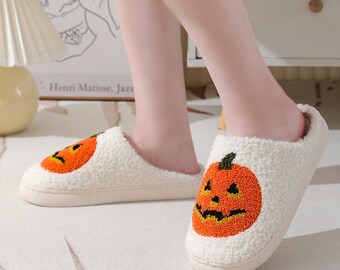 Halloween Pumpkin Cartoon Slippers, Warm Winter, Indoor House Shoes