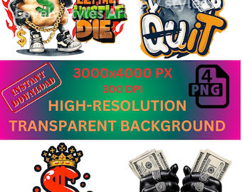 Hustle PNG Bundle: Urban Streetwear DTF & Sublimation Designs (Digital Download)