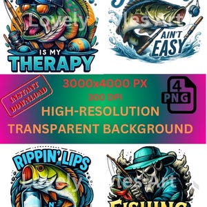 Top 4 Angeln Designs PNG Sublimationsdesign, Cooles Angeln PNG, Humorvolles Angeln, Angeln Sublimation, lustige Fischer Männer, Frauen Tee Png-Datei