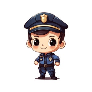 Politieagent jongen clipart, schattige kleine politieagent PNG, jongens clipart afdrukbare, clipart voor jongens, politieagent jongen Instant Download