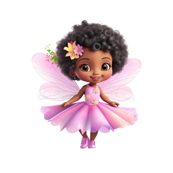 Cute Fairy Clipart, Afro Fairy PNG Digital Download, Garden Fairy Clipart, Flower Fairy Printable, Flower Fairy Clip Art, Fairy Illustration