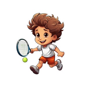 テニスをする男の子のクリップアート、かわいいテニス PNG、男の子向けのスポーティなクリップアート、テニスをする男の子の即時ダウンロード、かわいいテニス選手の印刷可能