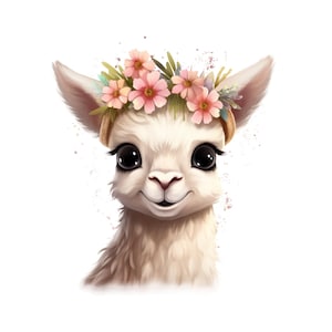 Niedliches Baby Lama Clipart, transparenter digitaler Download, PNG Baby Lama Cartoon Llustration digitales Bild für Mädchen-Dekoration-Mädchen druckbare