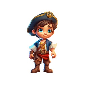 Schattige piraat jongen clipart, jongen verkleed als piraat PNG, schattige piraat jongens afdrukbaar, clipart voor jongens, jongen piraat Instant Download