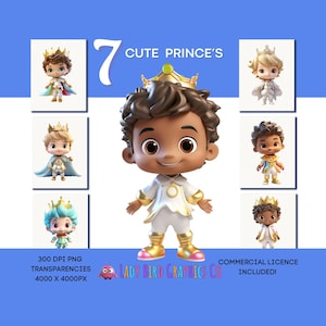 Clipart schattige prins, blauwe prins PNG direct downloaden, cartoon van Chibi Prince, afdrukbare afbeelding prins, afbeelding schattige prinsen