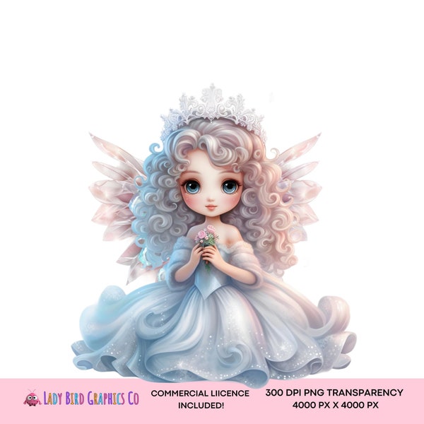 Whimsical Winter Fairy Clipart, Pastel Fairy PNG, Fairy Instant Download Transparency, Girls Fairy Printable, Magical Fairy Clipart PNG