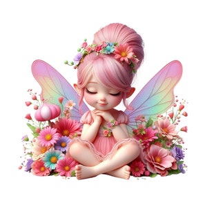Süße Fee Clipart, rosa Fee PNG sofortiger Download, Fee Mädchen druckbare, transparente Fee Cartoon, Clipart für Mädchen