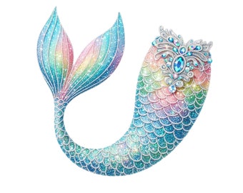 Mermaid Clipart, Mermaid Tail PNG, Glitter Mermaid Tail, Transparent Digital Download, Cute Mermaid Sublimation Commercial Licence