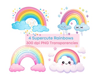Lindo paquete arco iris clipart, rosa pastel arco iris PNG, arco iris Dow descarga instantánea transparencia, niñas lindo arco iris imprimible