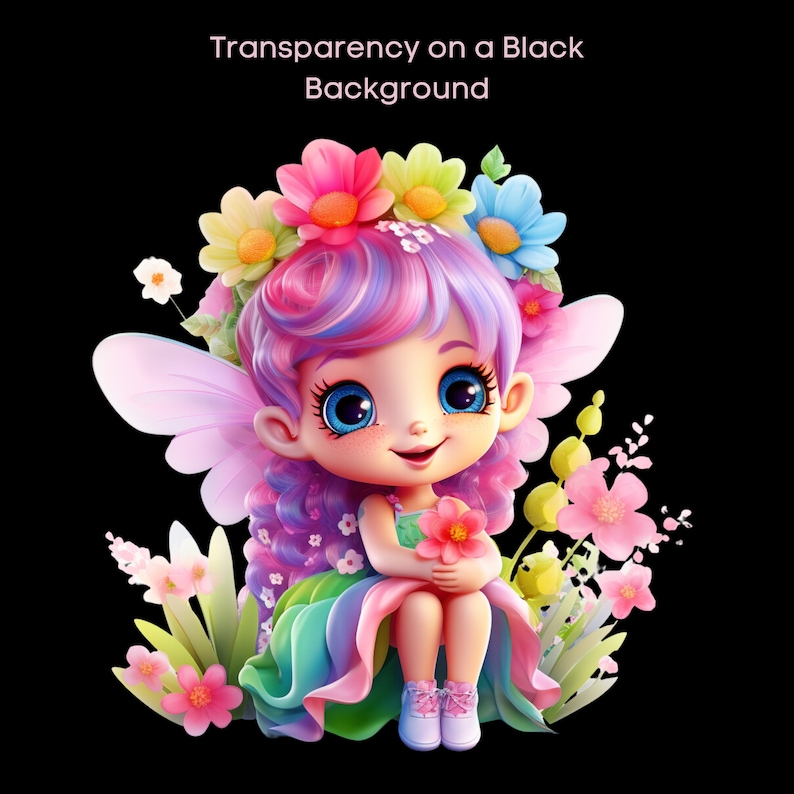 Fairy Cute Rainbow Garden Fairy Clipart PNG Instant Download - Etsy