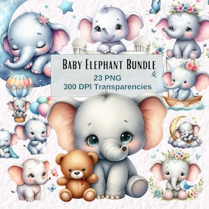Neutrale bundel babyolifant, olifant clipart, olifant illustratie transparante digitale downloads, babyolifant png, clipart kinderkamer