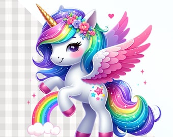 ユニコーン、かわいいレインボーユニコーンのクリップアート、ペガサス