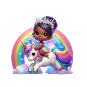 Unicornio mágico, linda hada clipart, unicornio arcoiris PNG descarga instantánea transparencia, hada montando un unicornio, hada unicornio pastel PNG