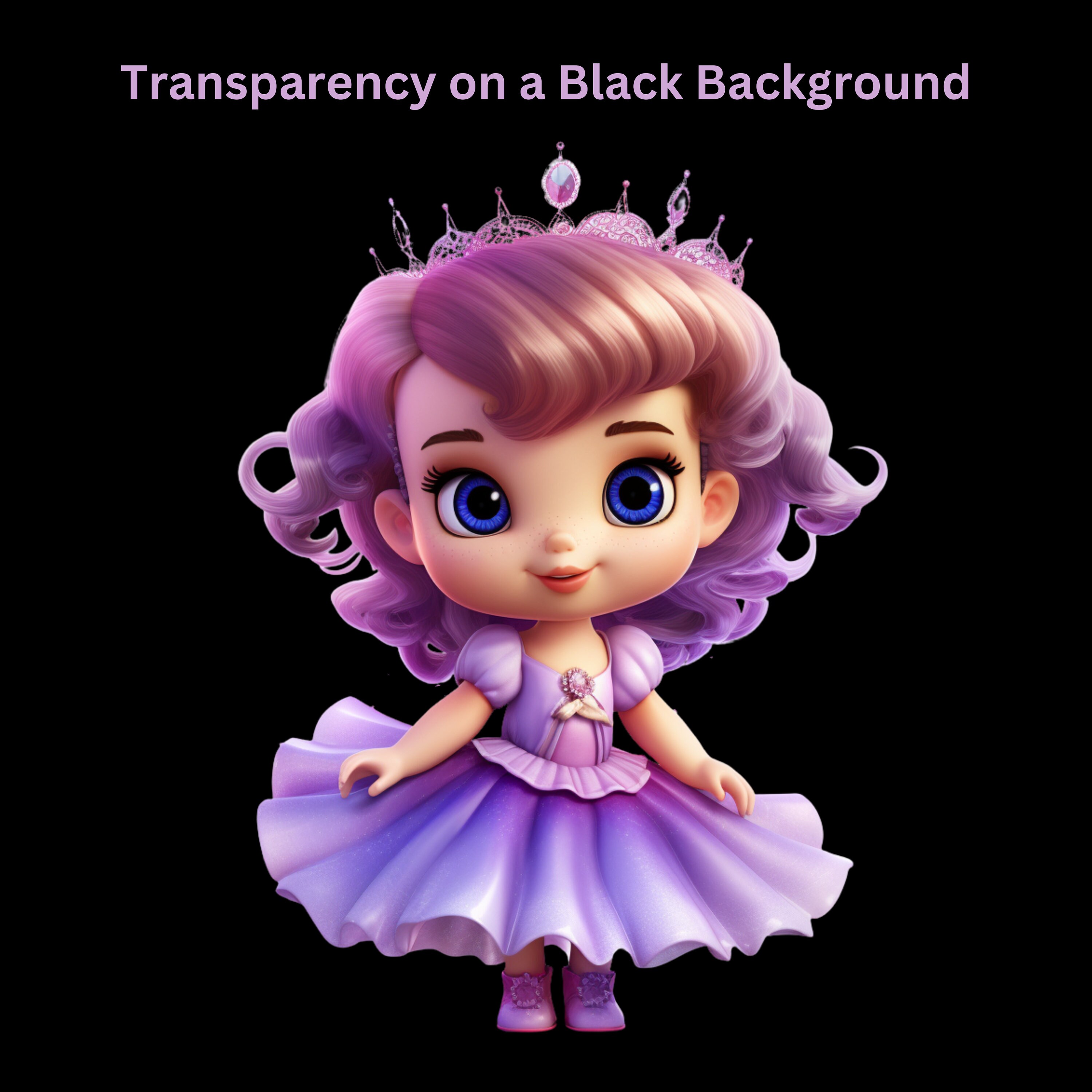 Schattige prinses clipart, paarse prinses PNG, peuter prinses Instant  Download, schattige prinses transparantie, meisjes baby prinses afdrukbaar  - Etsy België, image size:3000x3000