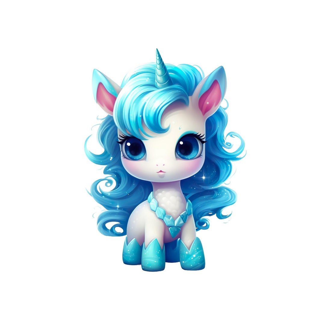 Cute Kawaii Unicorn Clipart Blue Unicorn PNG Jpeg Kawaii - Etsy