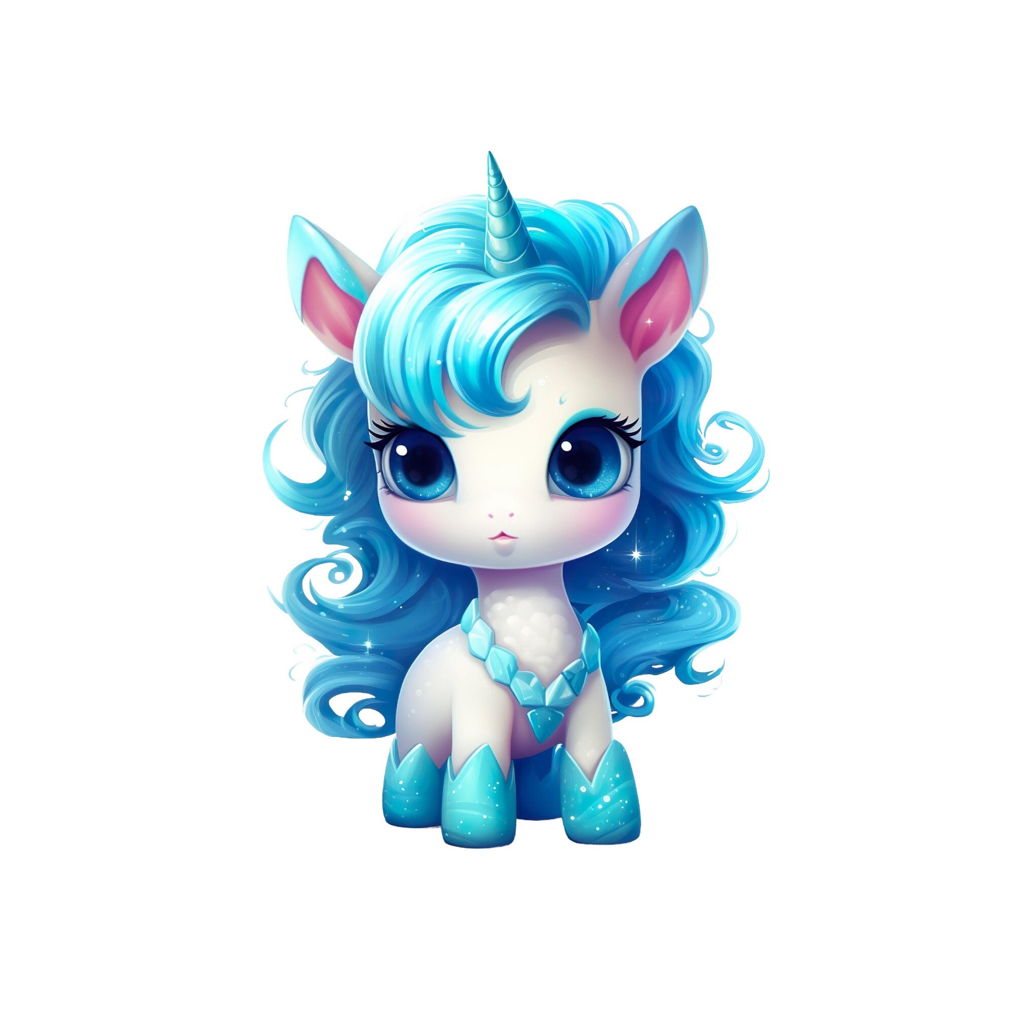 Cute Kawaii Unicorn Clipart Blue Unicorn PNG Jpeg Kawaii - Etsy