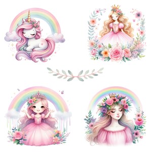 Watercolor Princess Clipart Bundle: Fairytale Kingdom PNG (digital ...