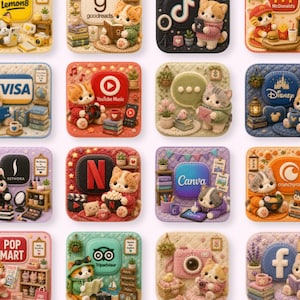 Cute Cat App Icons Bundle | 346 Aesthetic iPhone Icons | Kawaii iOS & iPad Theme | 12 Phone + 12 iPad Wallpapers | Digital Download