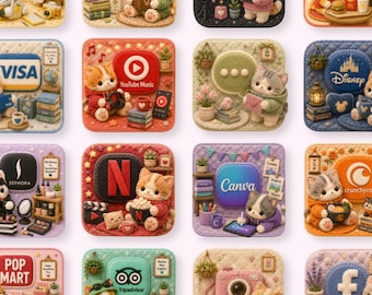 Cute Cat App Icons Bundle | 346 Aesthetic iPhone Icons | Kawaii iOS & iPad Theme | 12 Phone + 12 iPad Wallpapers | Digital Download