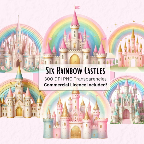 Fairy Tale Castle Clipart Bundle, Magical Castle PNG, Princess Castle Digital Download Transparency, Magical Kingdom PNGs