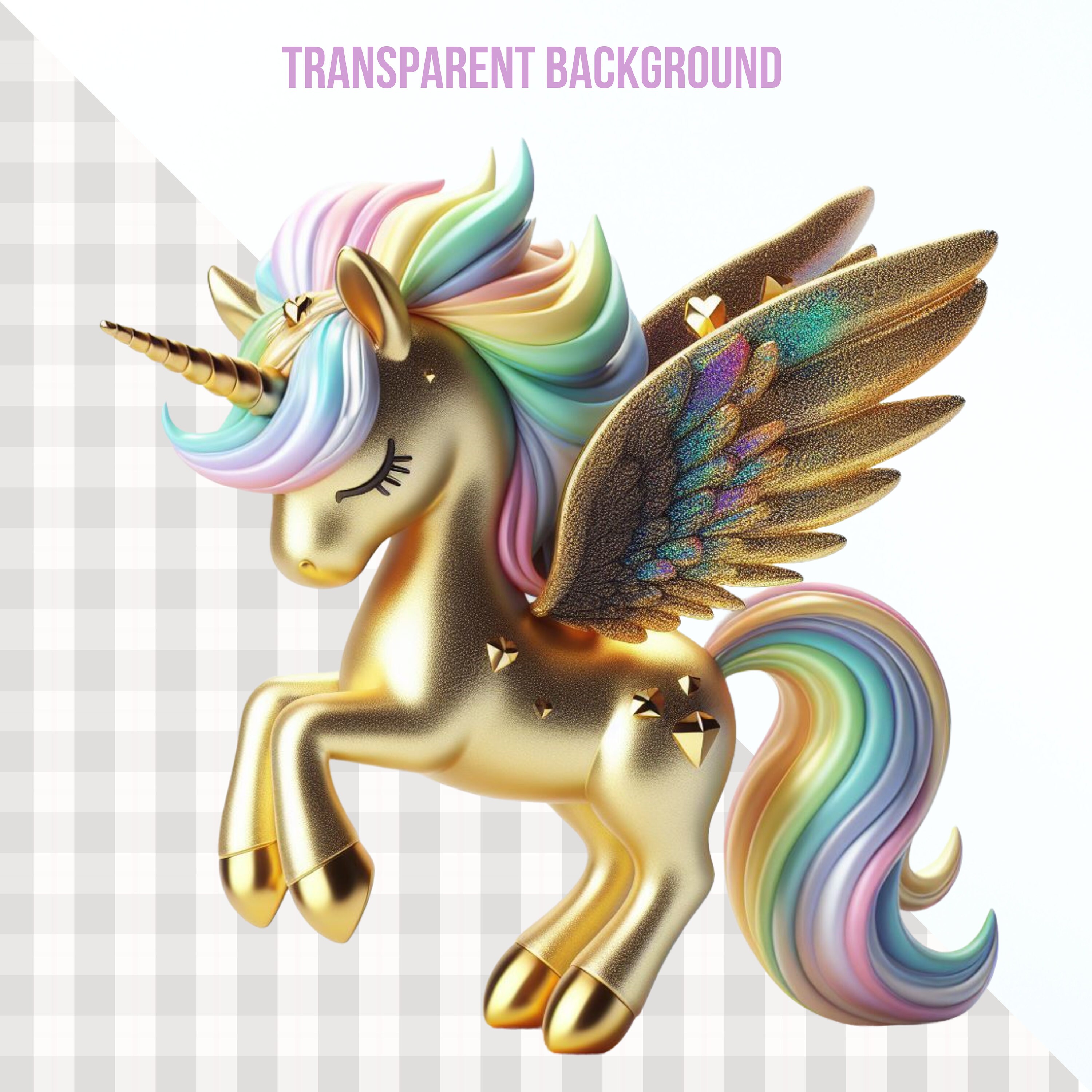 Gold Pegasus Unicorn Clipart: Rainbow Wings PNG (digital Download) - Etsy