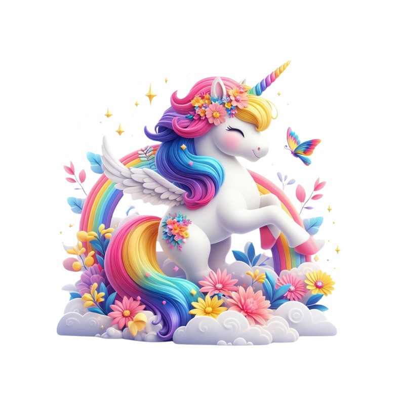 Rainbow Unicorn Clipart, Cute Unicorn PNG, Unicorn Digital Download ...