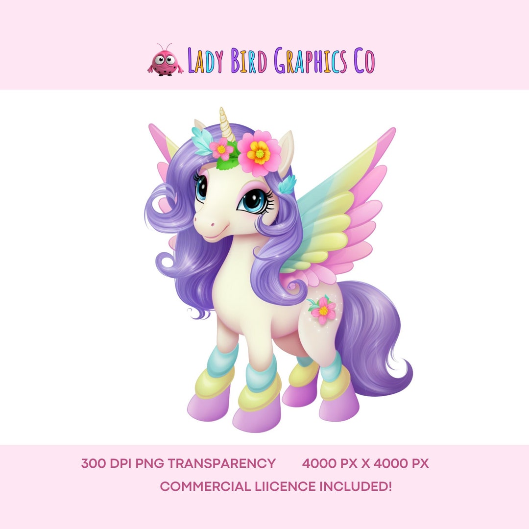 Unicorn Clipart, Cute Pastel Rainbow Pegasus Unicorn PNG, Rainbow ...