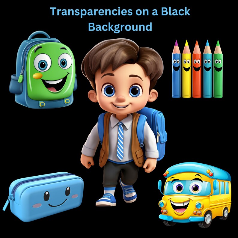 School Clipart, Boys Back to School Clipart Bundle, Cute School Clipart ...