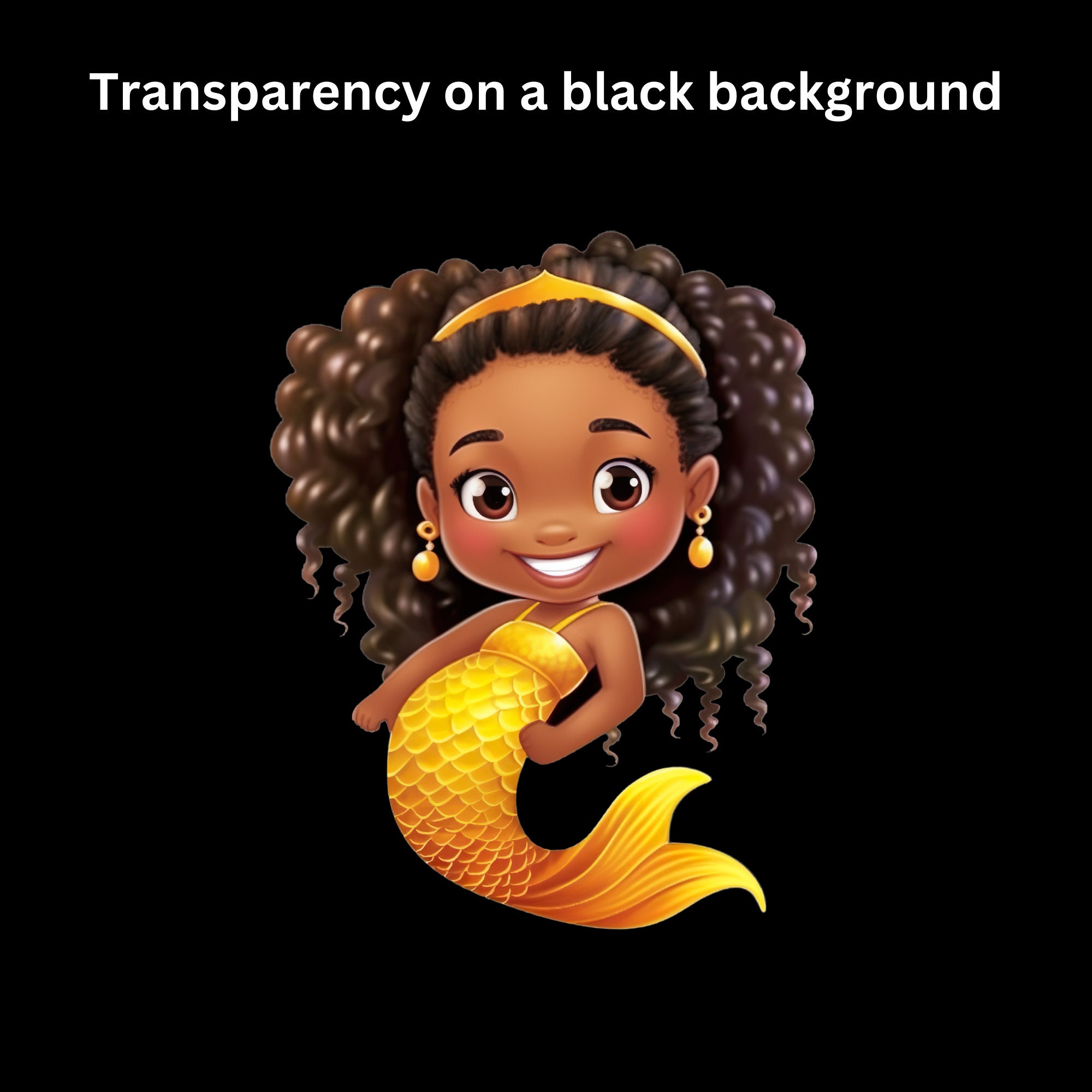 Cute Mermaid Clipart, African American Mermaid, Cute Black Mermaid ...