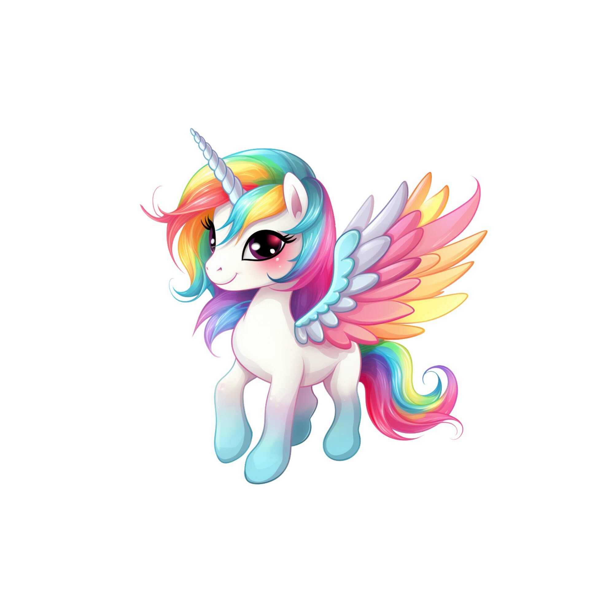 Peluche Unicorno Steso Con Elastico - Baby Unicorn Pagasus - 35 Cm, Corna Arcobaleno E Ali Glitterate