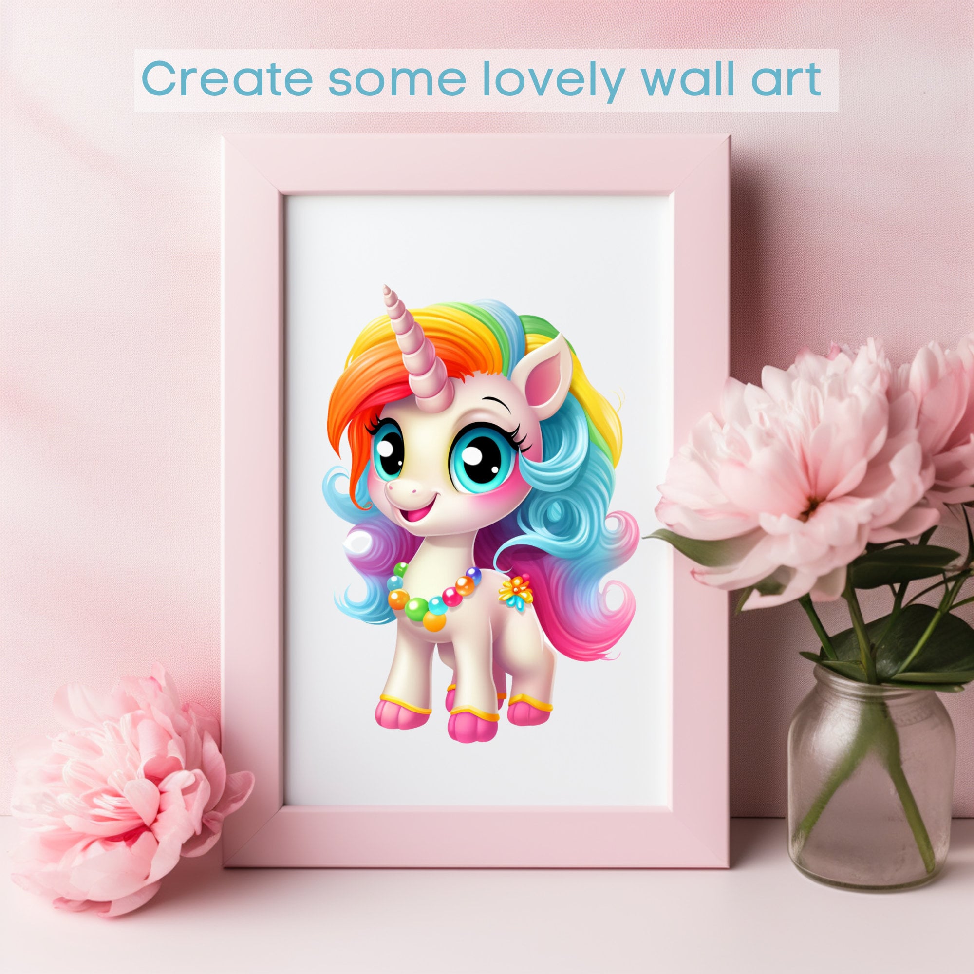 Cute Rainbow Unicorn Clipart, Unicorn PNG Instant Download Transparency ...