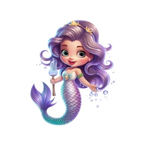 Sirena Clipart, Sirena PNG, Grafica Jpeg, Carino sotto il mare stampabile per ragazze, Download digitale Design, Ragazze Craft Decor stampabile