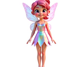 Cute Fairy Clipart, Pink Fairy PNG Instant Download, Cute Pastel Fairy Girls Printable, Pink Fairy Transparency Cartoon, Clipart for Girls
