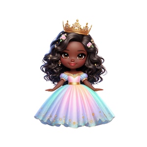 Principessa, Clipart principessa carina, Principessa afro carina PNG Download istantaneo, Cartone animato stampabile principessa, Principessa africana