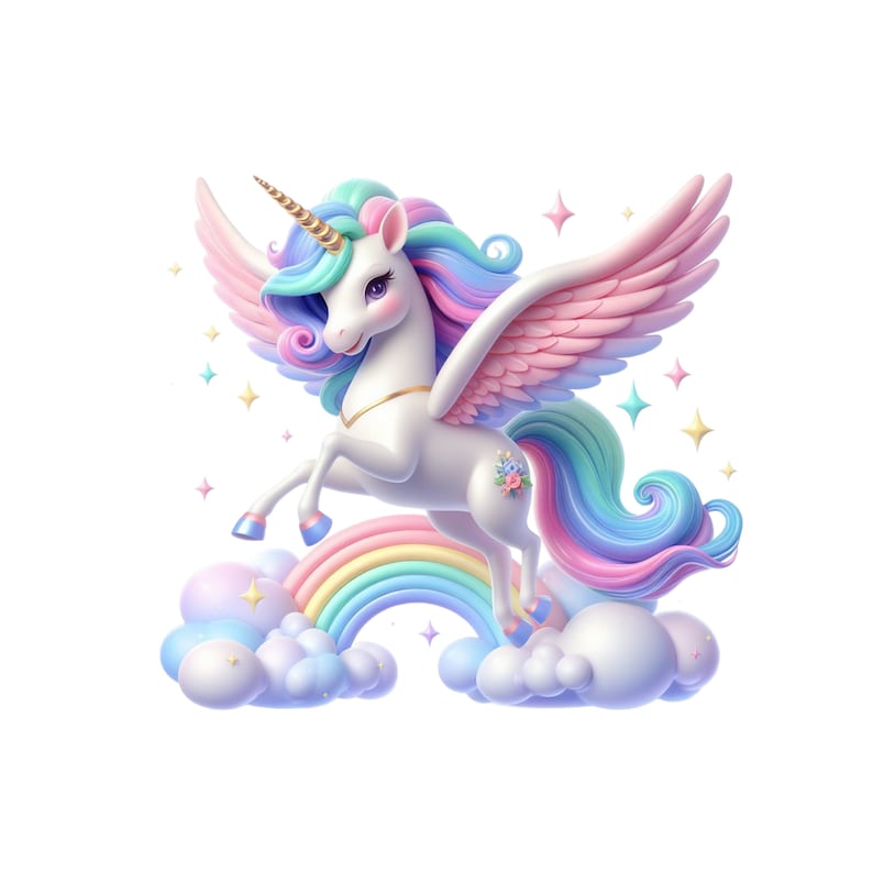 Flying Unicorn, Cute Rainbow Unicorn Clipart, Pegasus Unicorn PNG ...