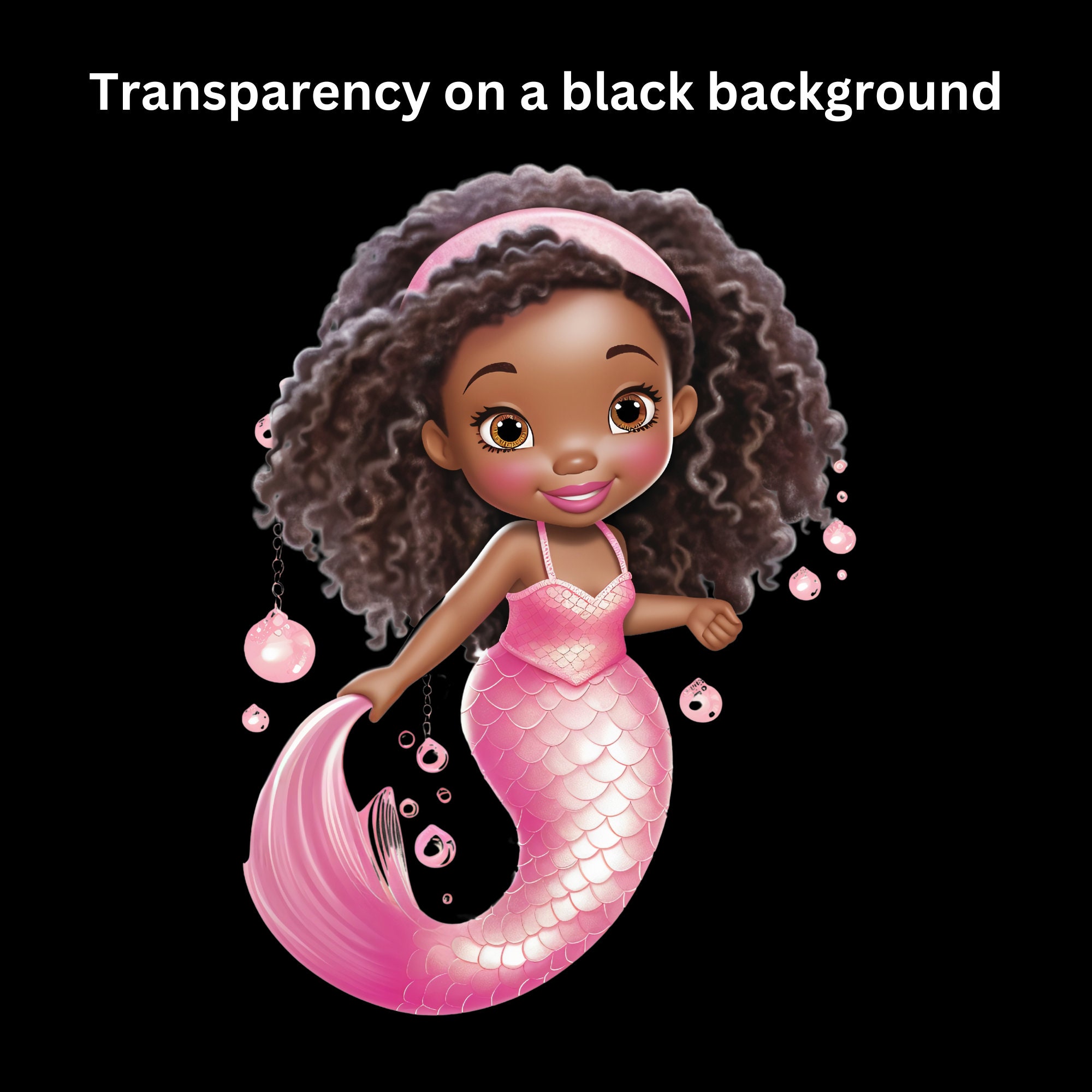 Cute Mermaid Clipart, African American Mermaid, Cite Black Mermai PNG ...