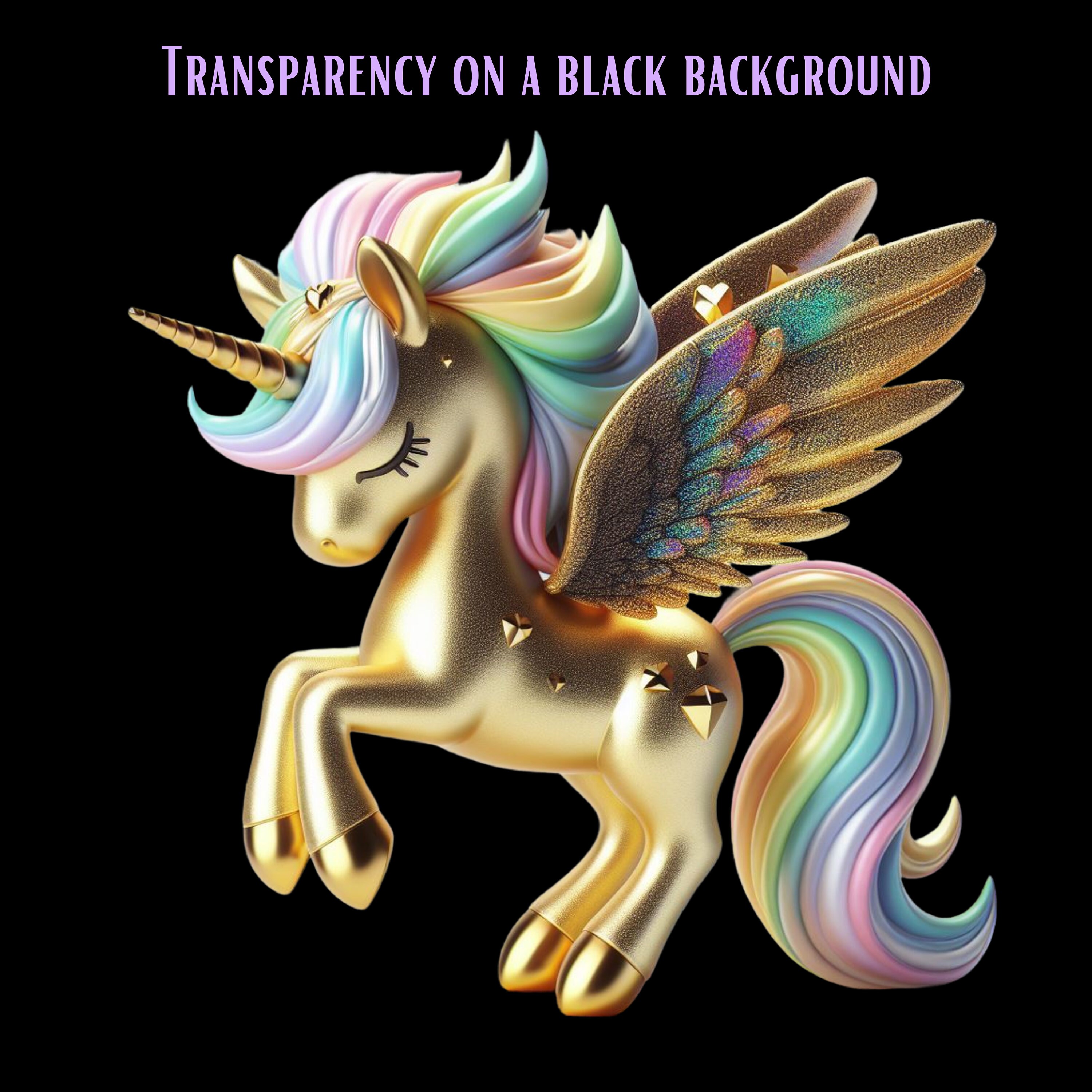 Gold Pegasus Unicorn Clipart: Rainbow Wings PNG (digital Download) - Etsy