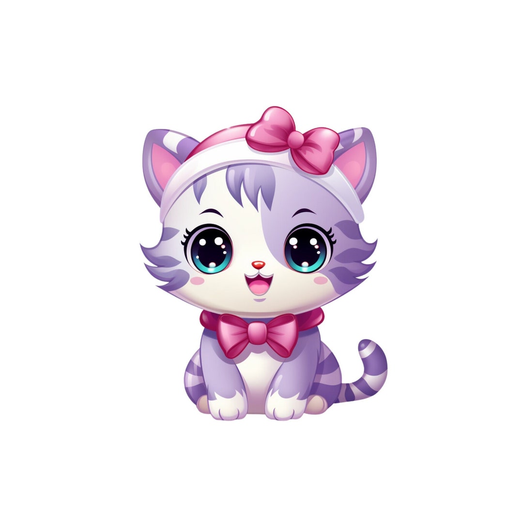 Kitten, Cute Kawaii Chibi Kitten Clipart PNG, Instant Download ...
